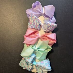 Pastel Bow Hair Clips Set for Kids